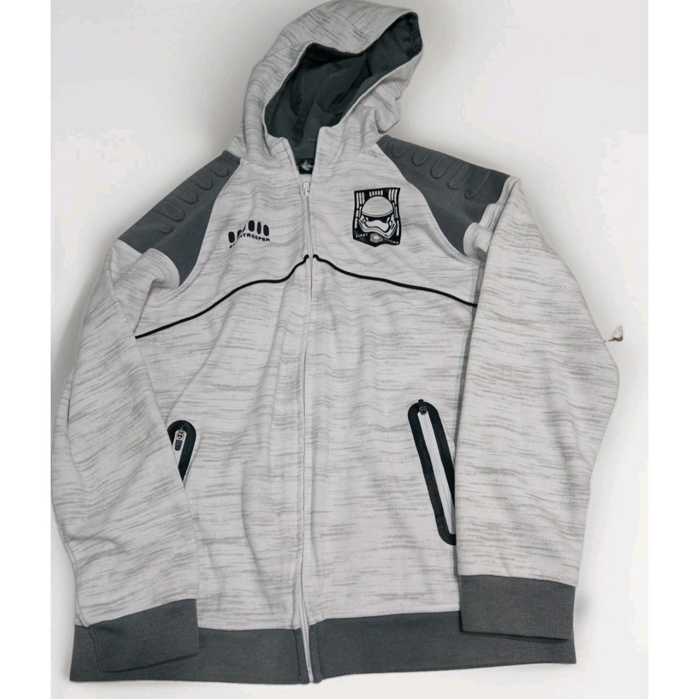 Star Wars Stormtrooper Sweater Boys L 14/16 Full Zip Hoodie Gray First Order